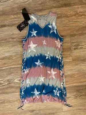 NWT Flowers by Zoe Girl’s Dress Patriotic stars stripes - Size XL (12-14) - Image 1 of 3