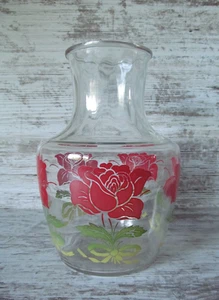 VTG Hazel Atlas Red Rose Juice Jug Carafe 64oz Pitcher Anchor Hocking No Lid VGC - Picture 1 of 3