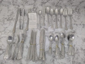 64 pc Reed & Barton Stainless Lyndon Silverware Flatware Set Serving Spoons New - Picture 1 of 11