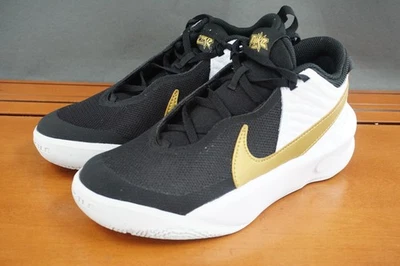 Nike Team Hustle D X Shoes Youth Size 5Y Black Gold Lace Up Basketball Sneakers - Image 1 of 4