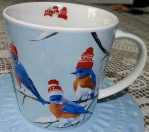 PAPERPRODUCTS Dsgn SCOTT CHURCH, Coffee Mug RED HATS On Birds 'LET IT SNOW' - Picture 1 of 14
