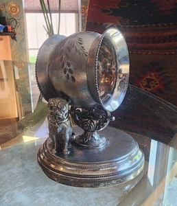 Victorian Figural Silverplate Bulldog Napkin Ring Webster & Sons #220 - Picture 1 of 9
