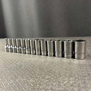 Snap-On Tools 1/4" Flank Drive 13pc SAE Standard SEMI-DEEP 6 point Sockets SET - Picture 1 of 24