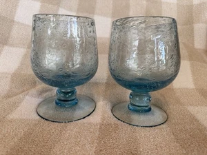 Vintage La Verrerie de Biot blaue Glasblase große Kelche 6,5" - mundgeblasen - Bild 1 von 14