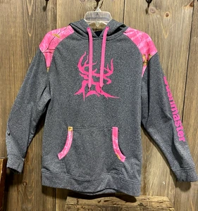Women's Bushmaster Pink Realtree Camo Pullover Hoodie Small EUC Gray - Picture 1 of 4