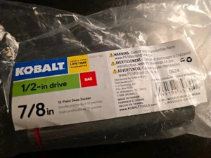 Kobalt 7/8 Inch 12 Point 1/2 Inch Drive Deep SAE Socket 0337756 Red Band New - Picture 1 of 2