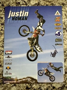 Vintage Extreme Motocross Cycle Picture Card Hand-signed By Justin Homan - Picture 1 of 1