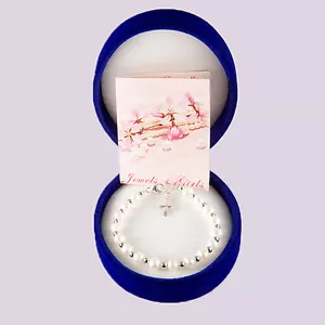 Bebé Brazalete, Perla Agua Dulce Y Plata de Ley, Bautizo Joyería Regalo - Imagen 1 de 5