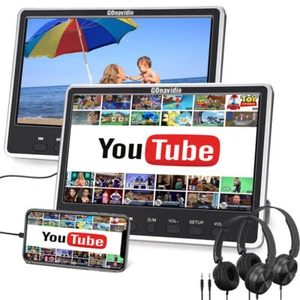 2X 12" Dual Screen IPS Car Headrest Monitor DVD Player HDMI USB SD AV IN Headset - Picture 1 of 13