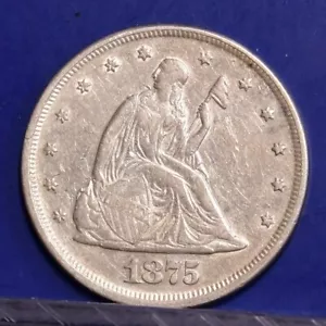 1875 Twenty Cent Piece - AU Details, Cleaned (#52716-K) - Picture 1 of 8