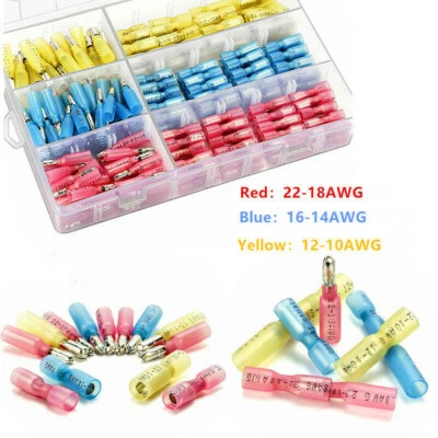 200PCS 22-10AWG Heat Shrink Wire Crimp Connectors Male & Female Bullet Terminals - Image 1 of 4