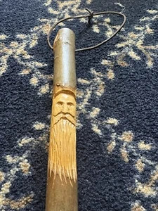 42” Hand Carved Cane Walking Stick w/Bearded Man's Face Folk Art Wizard Staff - Picture 1 of 3