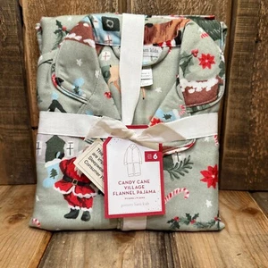 POTTERY BARN KIDS CANDY CANE VILLAGE FLANNEL PAJAMA SET KIDS SIZE 6 - Picture 1 of 5