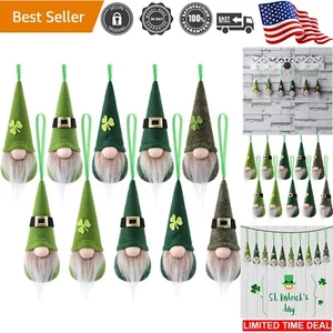 St Patrick Day Gnome Ornaments Set of 10 Handmade Irish Decor Spring Lucky Cl... - Picture 1 of 10