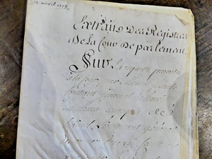 1773 cahier parchemin relatif au celebre marquis de Traisnel Constant juvenal - Bild 1 von 5