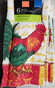 6pc SAME PRINTED TERRY KITCHEN COTTON TOWELS SET (15"x25") MULTICOLOR ROOSTER,PH - Picture 1 of 15