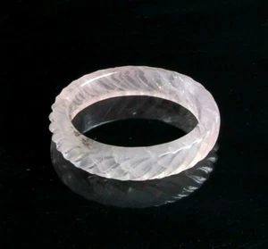 Natural Pink Rock Crystal Quartz Bangle Bracelet Carved Hand Made Natural - Picture 1 of 4