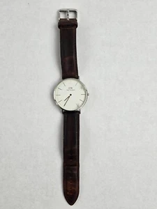 Daniel Wellington Wrist Watch for Men Brown Strap Silver Case and Dials Cracked - Picture 1 of 6