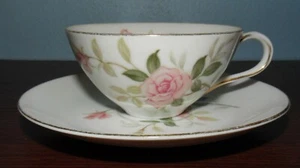 Vintage Contour China "Picardy" Pink Roses Cup and Saucer Set Japan Bone China - Picture 1 of 9