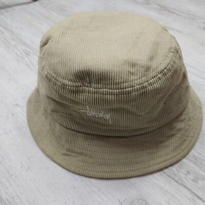 Stüssy Corduroy Bucket Hat Unisex Cotton Embroidered Logo Beige Streetwear - Picture 1 of 8