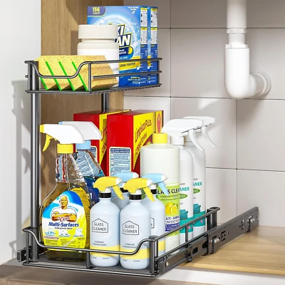 Larger under Kitchen Sink Organizers and Storage, Metal under Sink Organizer Bat - Image 1 of 4