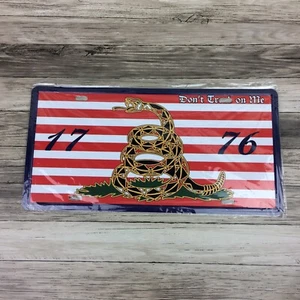 Don't Tread on Me 1776 Liberty Gadsden Flag Novelty License Plate Red White Blue - Imagen 1 de 4