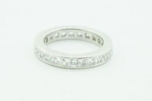 Women's Platinum 950 CZ Eternity Princess Band Wedding Ring #21500