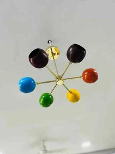 Mid Century Modern 6-Arm Brass Sputnik Chandelier – Multicolor Light Fixture - Picture 1 of 8