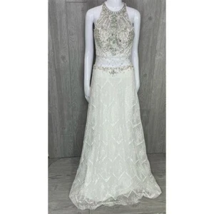 Nwot precious formals # p70146 beaded lace dress prom wedding gown - Picture 1 of 12