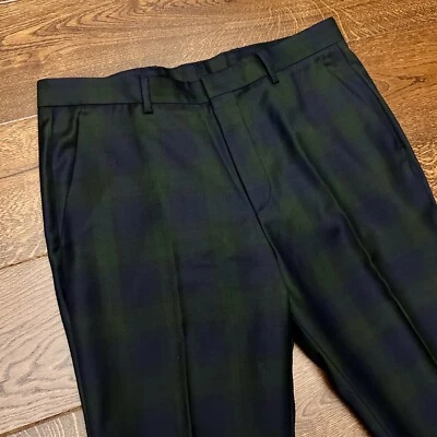 Pre-Owned Mens Hugo Boss Blackwatch Tartan Virgin Wool Smart Trousers W34 L27 - image 1 of 4
