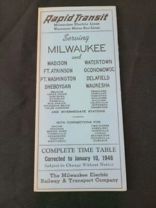 Horario completo de Milwaukee Electric Railway & Transport Co (10 de enero de 1946) - Imagen 1 de 2