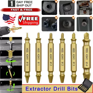 Juego de extractor de tornillos despojado dañado roto broca taladro herramienta de acero - Imagen 1 de 11