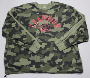 Champion Sweatshirt Mens 2XL Camo Crewneck Green Wolf Graphic Pullover Athletic - Picture 1 of 7