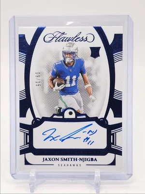JAXON SMITH-NJIGBA 2023 FLAWLESS ROOKIE SAPPHIRE GEM RC AUTO /15 Q3260 - Image 1 of 2
