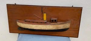 HALBSCHALE BAUSTELLE ANFANG 20. JAHRHUNDERT ALTER TRAWLER AUS MAHAGONIHOLZ UND DIVERSEN - Bild 1 von 8