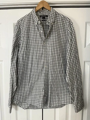 Camisa de vestir Michael Kors calce regular sin planchar para hombre gris y blanca LG calce ajustado Foto 1 de 3