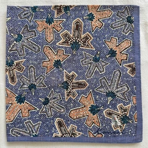 Vintage Handkerchief Purple Cotton Geometric Palm Leaves Pattern Art Hanky 17" - Picture 1 of 3