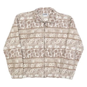 TEDDI Womens Beige & Brown Animal Print Zip Jacket L Polyester Cozy - Picture 1 of 6