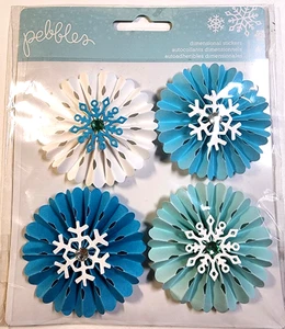 Snowflakes Honeycomb Gemstones Winter Christmas Pebbles 3D Sticker 2.25" x 2.25" - Picture 1 of 2