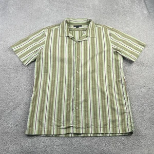 VINTAGE Banana Republic Shirt Mens Medium Green Stripes Loop Collar Camp Y2K - Picture 1 of 14