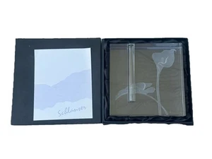 VTG 2010 Era Signed Bud Vases Square Art Glass Stephen Schlanser Clear Desk art - Picture 1 of 6