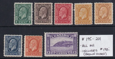 Canada  Complete 1932 "Medallion" Issues #195-201  MH - Image 1 of 2