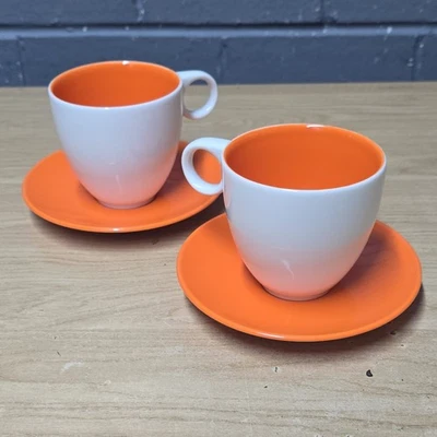 2 ASA Selection Germany Orange coffee Cups & Saucer Vintage retro mug tea  - Image 1 of 4