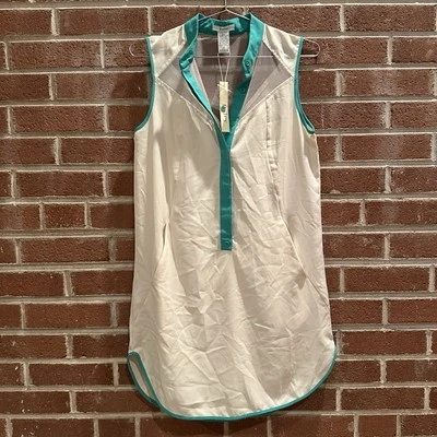 Vestido Esley Talla Pequeña Verde Crema Borde Nuevo con Etiquetas Botón Oficina Fiesta Foto 1 de 4