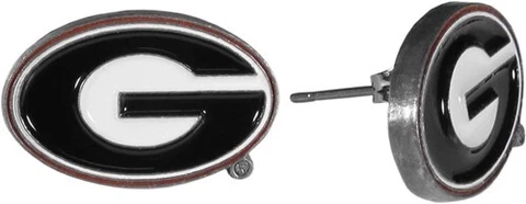 Georgia Bulldogs Football Team Logo NCAA Silver Post Stud Earrings Set Cover
