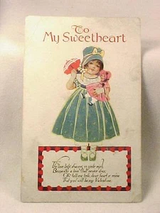Valentine Postcard To My Sweetheart Card Little Girl Heart Vintage #1 - Picture 1 of 3