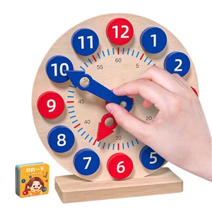 Children Teaching Clock Learning To Tell Time Wood Educational Clock Model - Picture 1 of 12