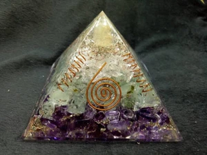 Money Enhancer Peace Prosperity Amethyst Citrine & Green Aventurine Pyramid 70mm - Picture 1 of 1