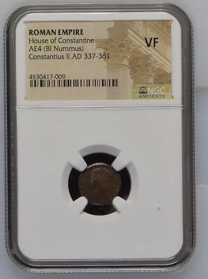 NGC - VF - AE4 of Constantius II AD 337-361 NGC Ancients Certified VERY FINE - Image 1 of 2