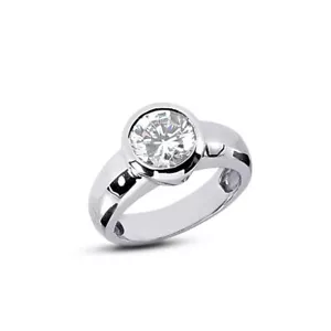1.18ct E/VS1 Round Natural Diamond White Gold Halo Solitaire Engagement Ring - Picture 1 of 8
